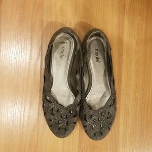 Nicole Gray Studded Cutout Flats Size 7